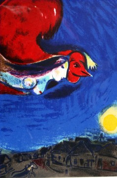 Marc Chagall Painting - El pueblo de noche contemporáneo Marc Chagall